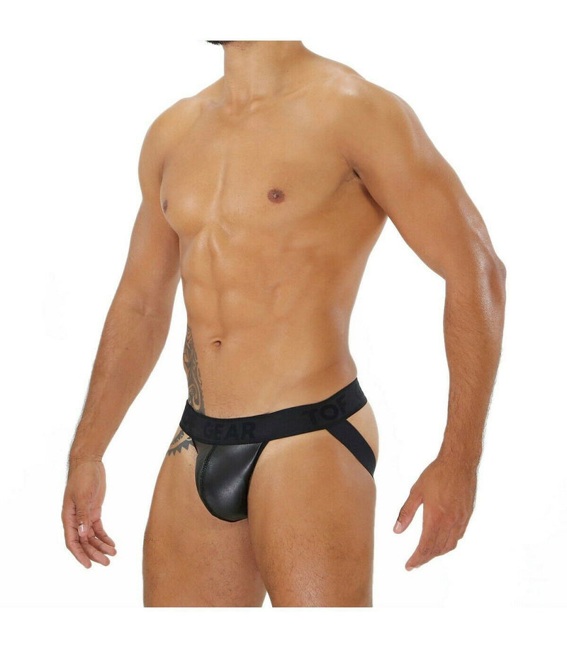 SexyMenUnderwear.com TOF PARIS FETISH Jock MicroFibre Leather-Look JockStraps Bulge Support 5