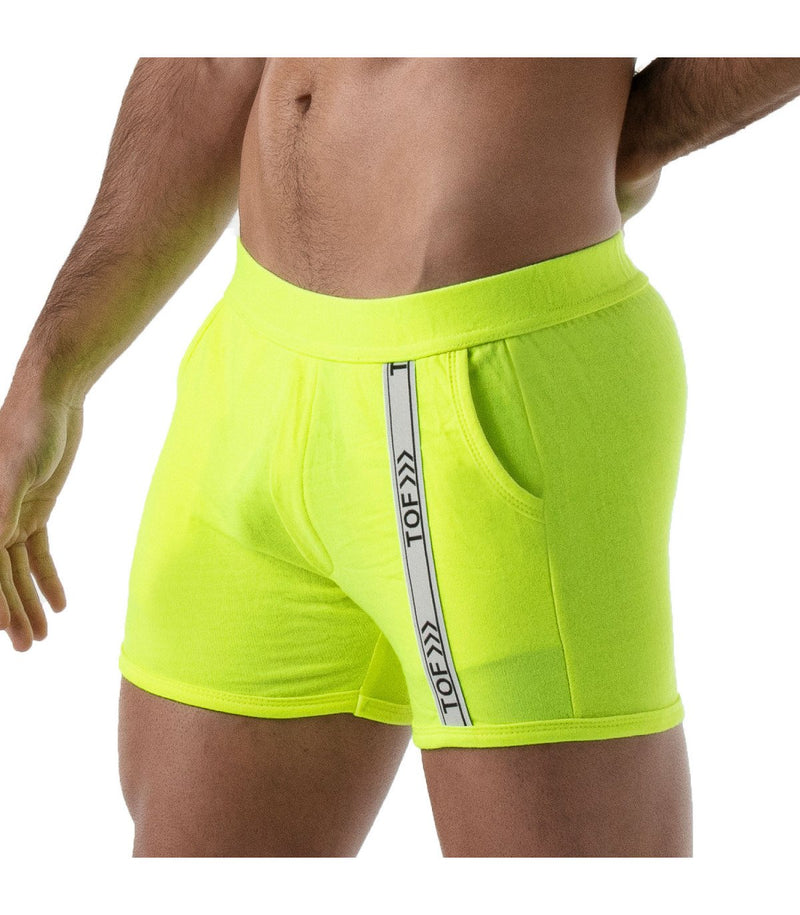 SexyMenUnderwear.com TOF PARIS Gym Shorts Low-Waisted Poly-Cotton Jersay Sport Short Neon Yellow 51
