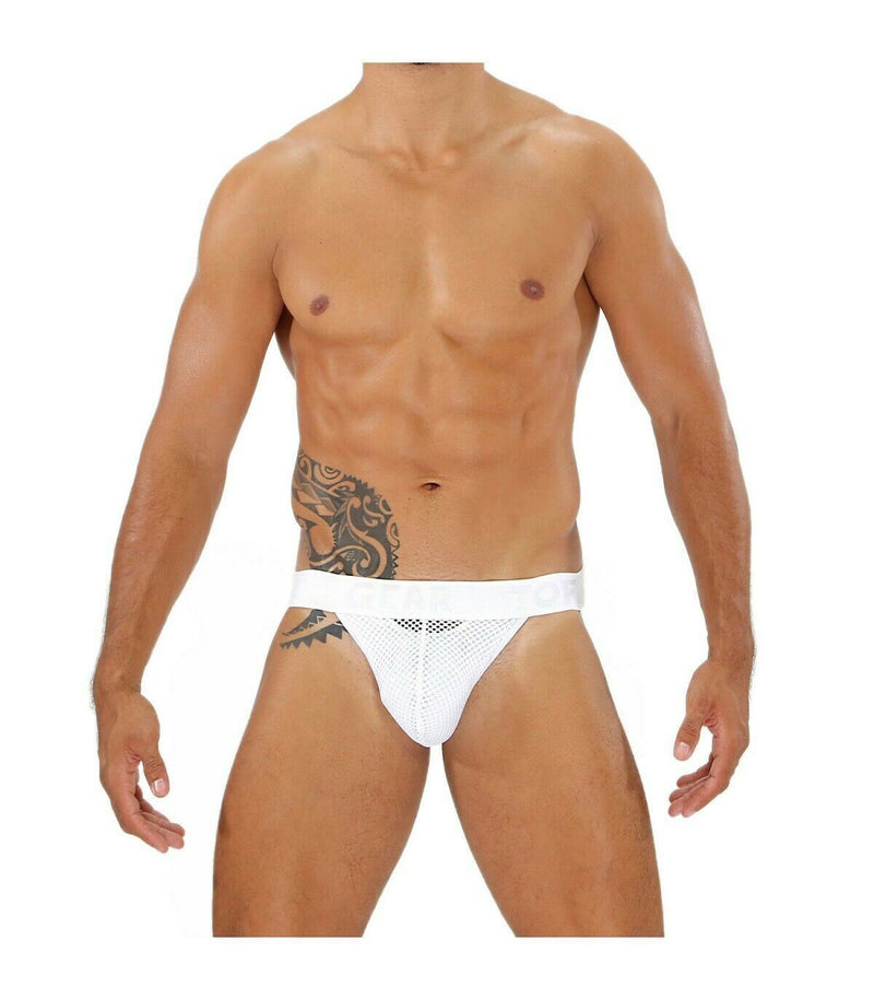 SexyMenUnderwear.com TOF PARIS JOCK BULGE MESH Jockstraps Lined Enhancing Pouch White 13