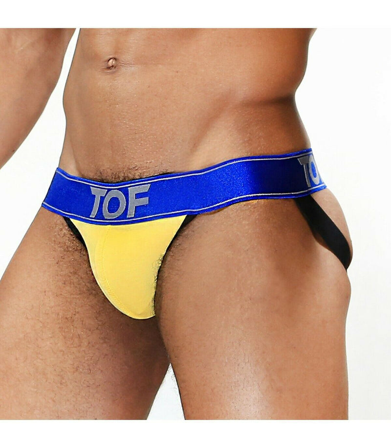 SexyMenUnderwear.com TOF PARIS JockStrap CARTER Sexy Cut Mens Jock Micro Modal Breathable Yel-Blu 9