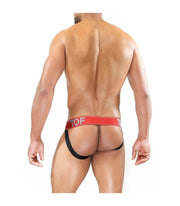 SexyMenUnderwear.com TOF PARIS Jockstrap Fetish Sexy Elastic Jock Bands Leather Look Black & Red 23