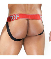 SexyMenUnderwear.com TOF PARIS Jockstrap Fetish Sexy Elastic Jock Bands Leather Look Black & Red 23