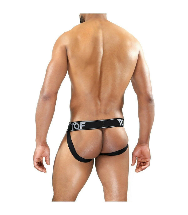 SexyMenUnderwear.com TOF PARIS JockStrap FETISH Total Black Ultra Sexy Elastic Bands Faux Leather 4