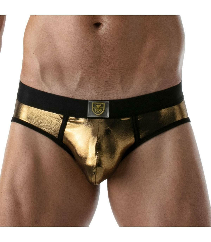 SexyMenUnderwear.com TOF PARIS Metal Brief Metallic Breathable Gold Briefs 55