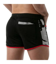 SexyMenUnderwear.com TOF PARIS Short Gym Camo Low-Waisted Sports Shorts Antibacterial Satin Black T8