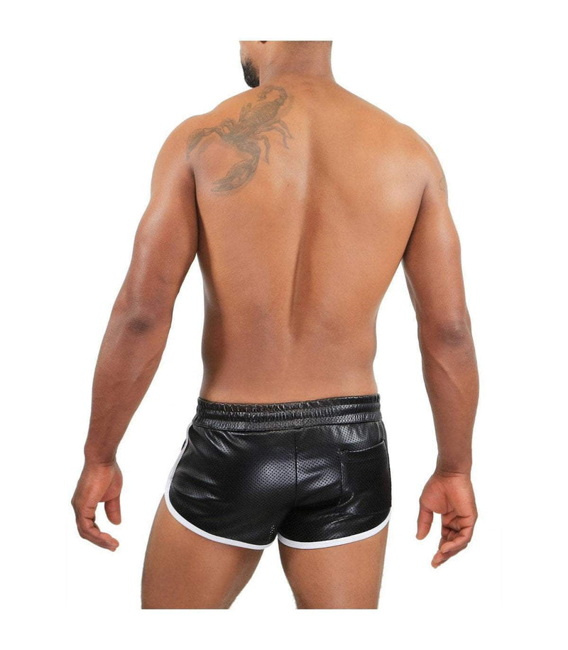 SexyMenUnderwear.com TOF PARIS Short PILOT Retro Perforated Leatherette Sexy Shorts Tight Cut T2