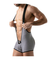 SexyMenUnderwear.com TOF PARIS Singlet BodySuit Stripe Push Up Bottomless Singlets Navy 29