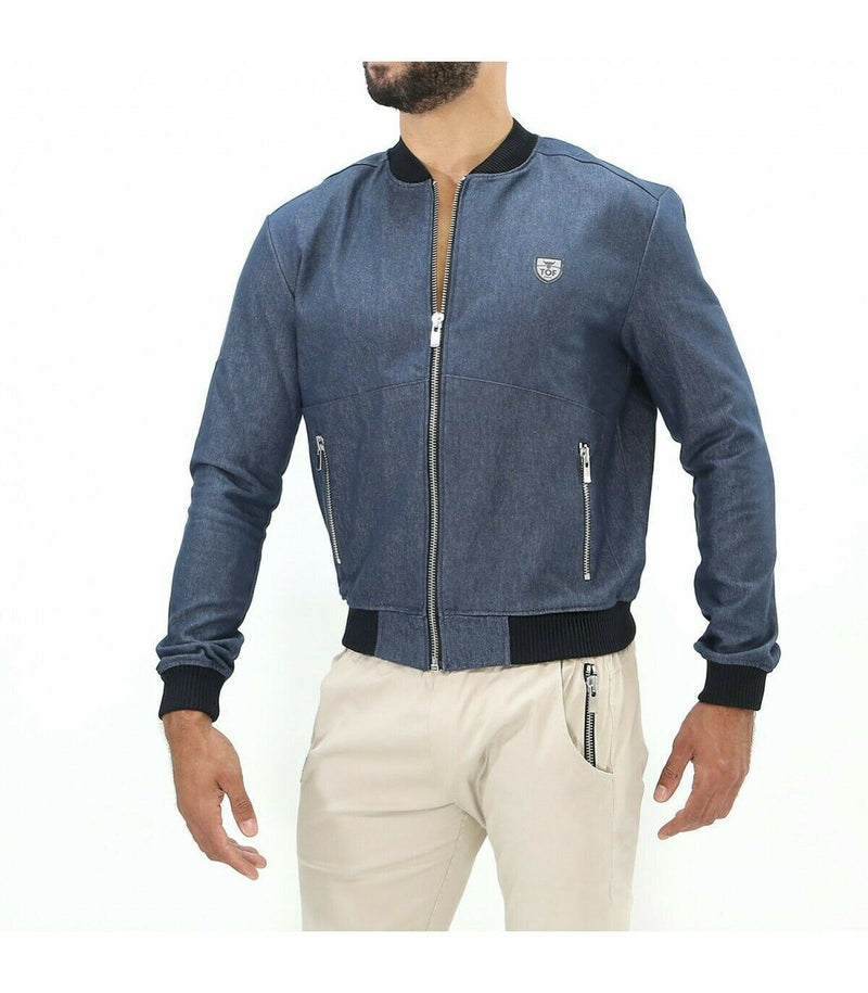 SexyMenUnderwear.com TOF PARIS VEST COWBOY Dark Blue Denim Jackets Elegant Urban Look YKK Metal ZIP
