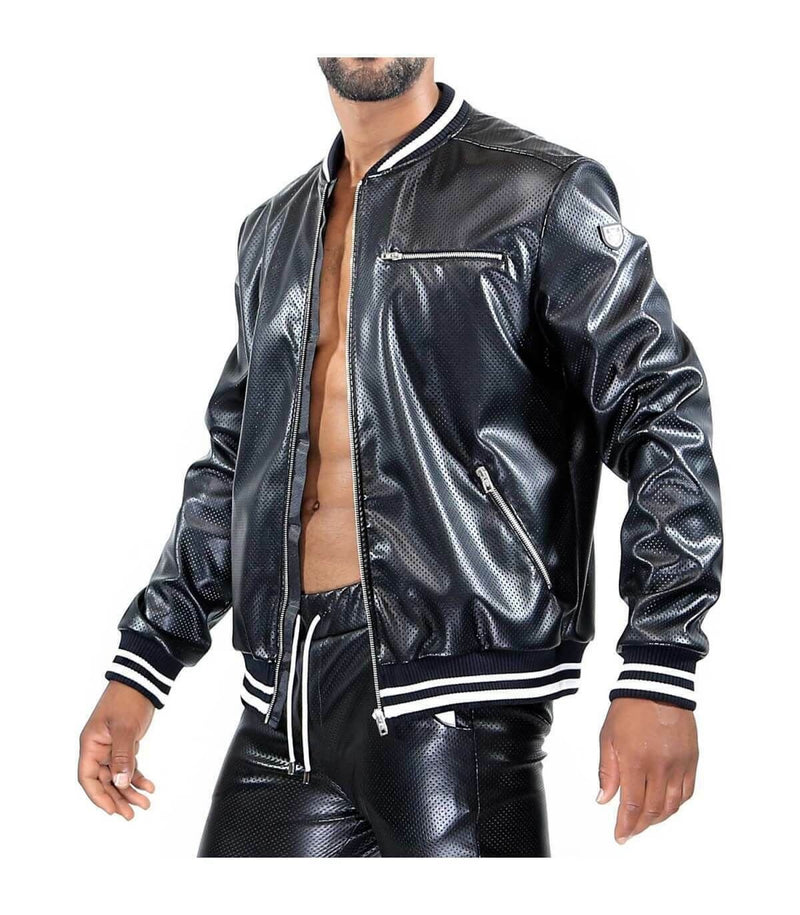 SexyMenUnderwear.com TOF PARIS Vest Jacket Pilot Bomber Elegant Breathable Leather Look Zip Jackets