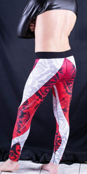 SexyMenUnderWear Mens Leggings Tight-Fit Sporty Leggings Fashion Look Meggings RED