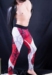 SexyMenUnderWear S Mens Leggings Tight-Fit Sporty Leggings Fashion Look Meggings RED