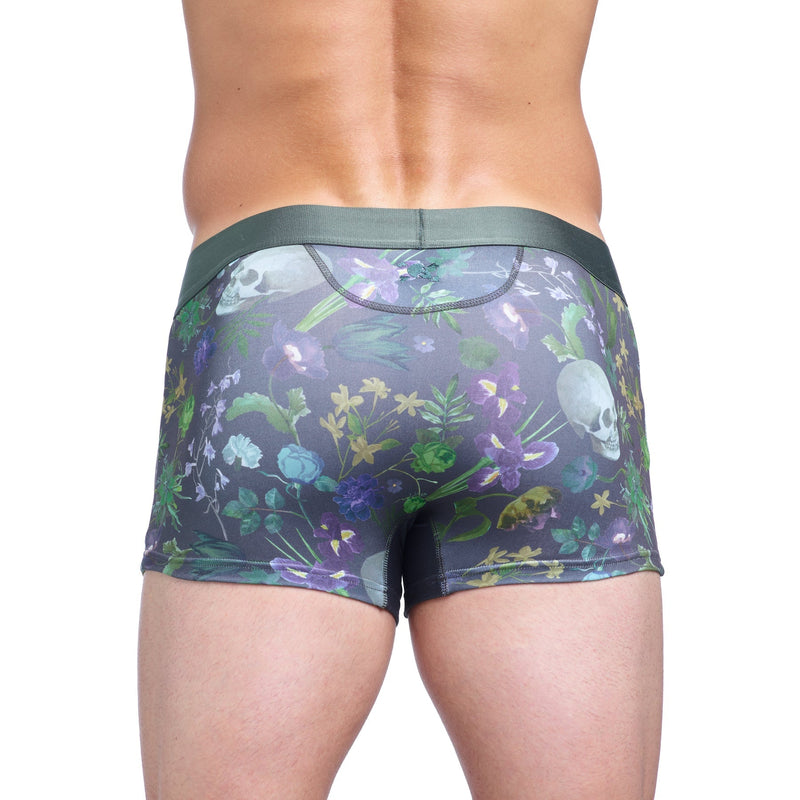 SKULL & BONES Boxer Trunk Hand-Painted Floral Dutch Green Luxurious Fabric