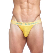 SKULL & BONES Mesh Jockstrap Performance Sport Jock Double Layer Gusset Yellow 8