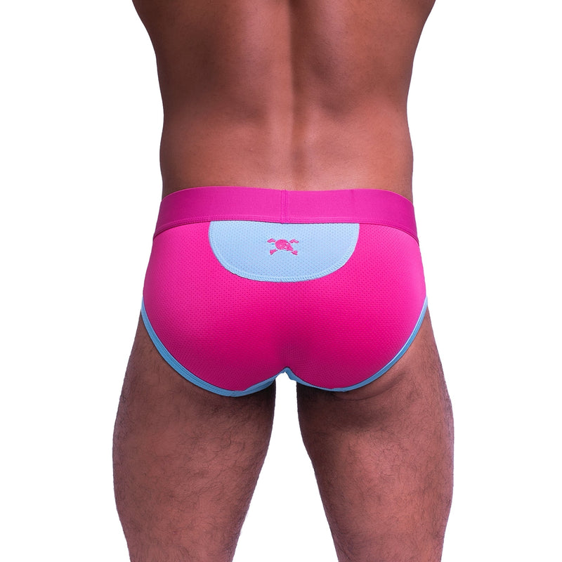 SKULL & BONES Mesh Sport Brief Double Fabric Layer Gusset Neon Pink 11