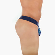 SKULL & BONES Night Bloom Thongs 2-Layer Contoured Pouch Floral Blue Thong 19