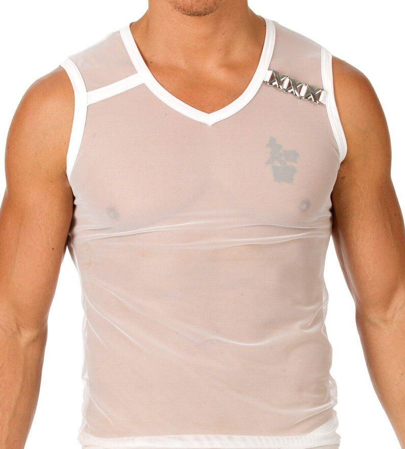 SMALL Gregg Homme Kit PIMP See-Thru Tank top + Briefs White 96622-03