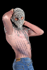 SMU Men Luxurious rhinestones stretchy body suit with hood S/M 3103 2