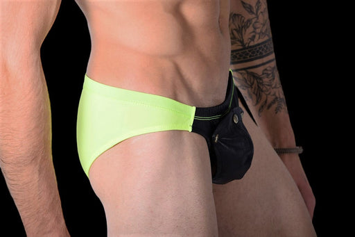SMU Rave Peekaboo Removable Leather Pouch Brief Neon lime H1