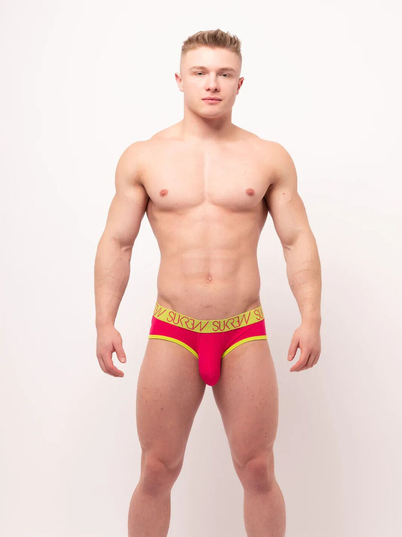 SUKREW Apex Brief Low-Rise Front With Rounded Cupping Pouch Red Raspberry 48