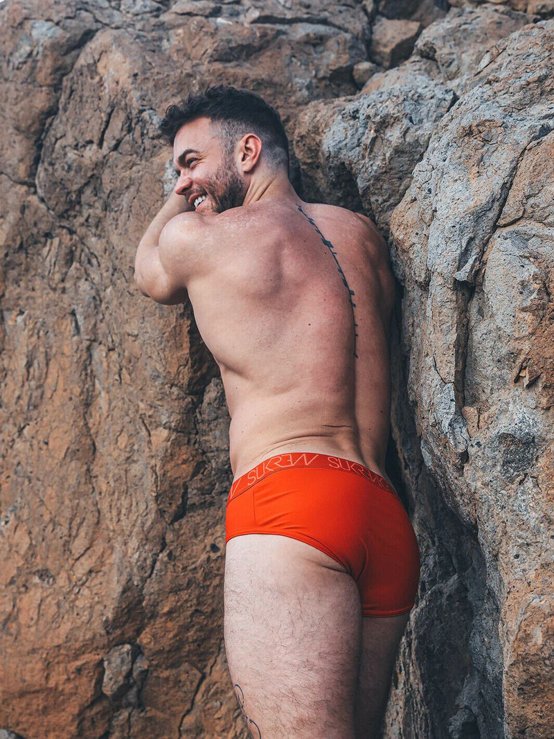 SUKREW Briefs Low-Rise Apex Brief Silky Rounded Cupping Pouch Crimson Red 32