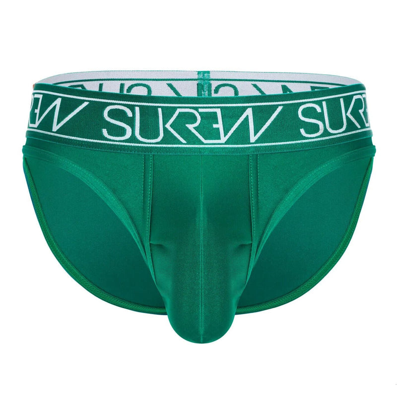 SUKREW Classic Brief High-Cut Contoured Pouch Shiny Green Emerald Briefs 35
