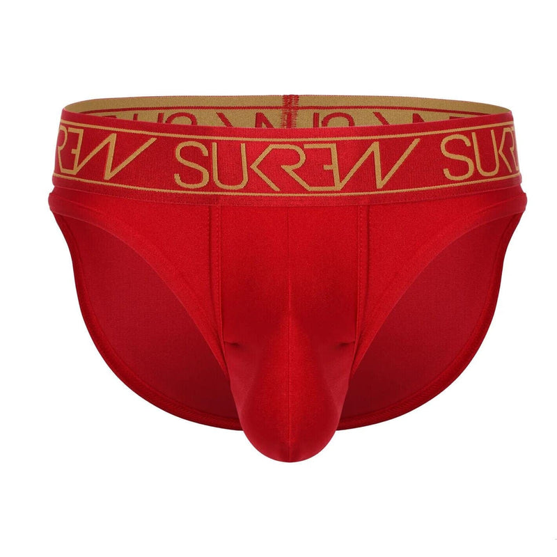 SUKREW Classic Briefs High-Cut Contoured Pouch Shiny Ruby Red Brief 46