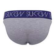 SUKREW Classic Cotton Briefs High-Cut Large Contoured Pouch Grey Marl/Indigo 53