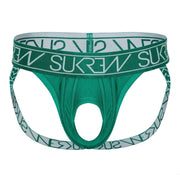 SUKREW U-Style Jockstrap With Oval Front Hole Shiny Emerald Jock 42