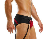 Swimwear Modus Vivendi Dark Swim-Brief Removable Chain Fast-Dry Red GS2212 27