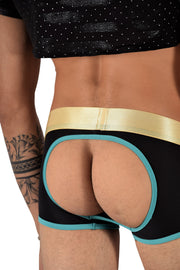 TANN MONTREAL Sexy Mesh  Show me off Trunk Black/Turquoise 3