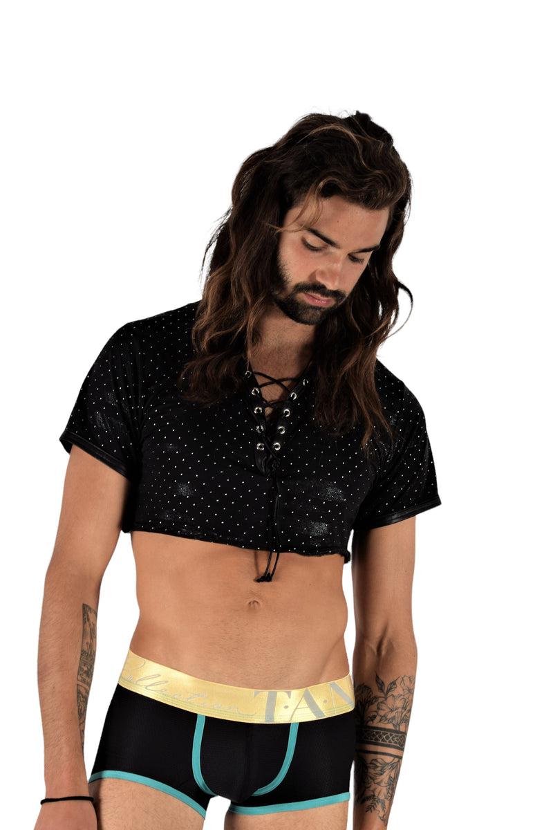 TANN MONTREAL Sexy Mesh  Show me off Trunk Black/Turquoise 4