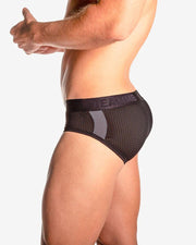 TEAMM8 Aerial Briefs Luxury & Classic 4-Way Stretch Brief Mesh Net Black 18