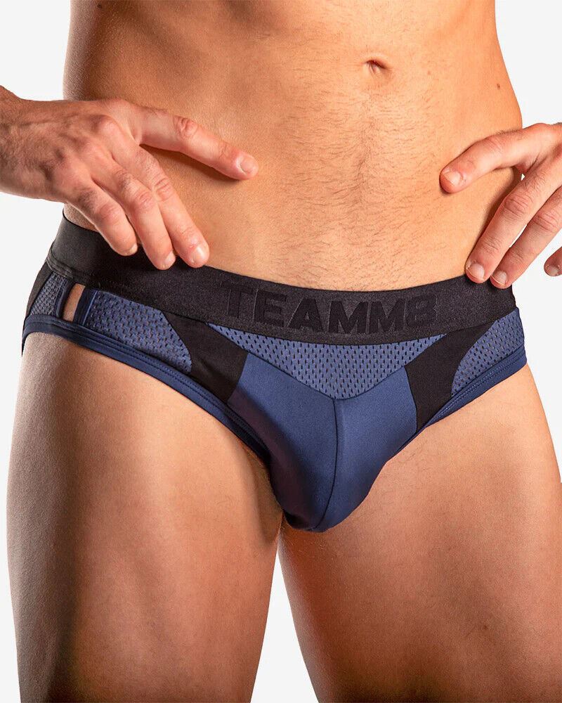 TEAMM8 Aerial Jock Luxury & Classic Jockstrap 4-Way Stretch Mesh Pannel Indigo 5