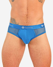 TEAMM8 Brief Sexy Score With Mesh Netting Insert Peek-a-Boo Briefs Blue 5