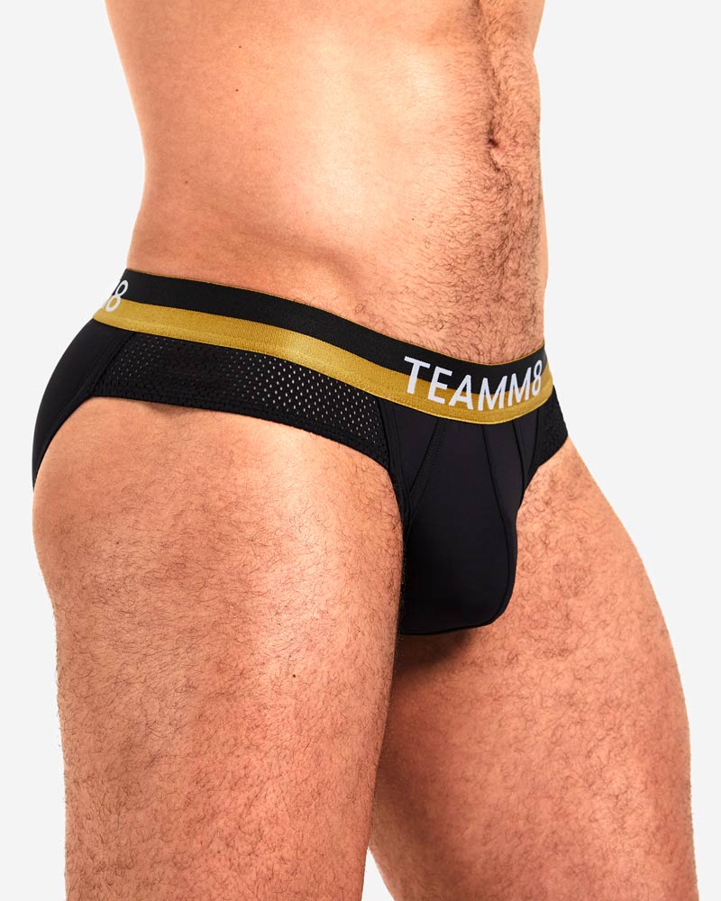 TEAMM8 Brief ZEUS With Shield-Like Pouch Mesh Bands Briefs Black 6