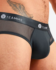 TEAMM8 Briefs Sexy Score With Mesh Netting Insert Peek-a-Boo Brief Metal 5