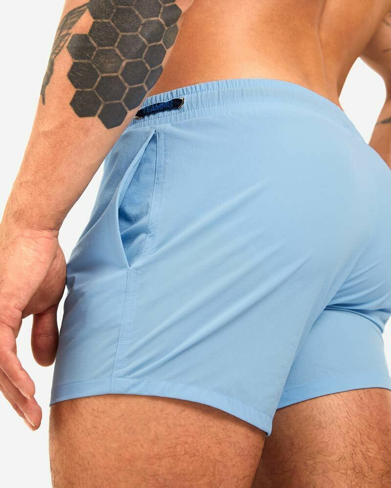 TEAMM8 Grid Swim-Short Quick Dry 4-Way Stretch Swimwear Slim Fit Blue 2