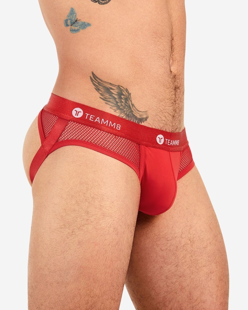 TEAMM8 Jockstrap SCORE Mesh Netting Soft Hand-Feel Quick Dry Red 4