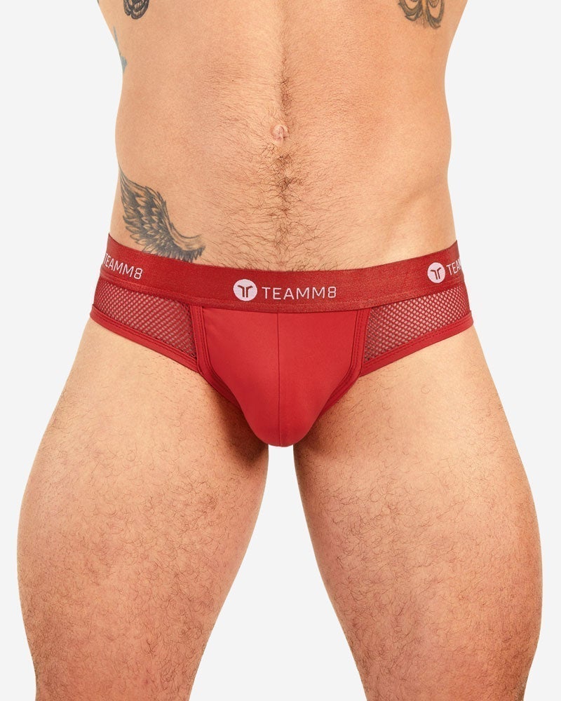 TEAMM8 Jockstrap SCORE Mesh Netting Soft Hand-Feel Quick Dry Red 4