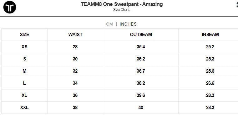 TEAMM8 Legging ONE Unisex Sweatpants 100% Soft Cotton Amazing Two Side Zip