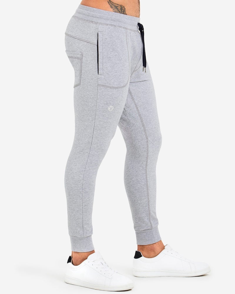 TEAMM8 Legging Rider Sweat Pant 4-Way Stretch & Two Side Zip Pockets Grey Marle