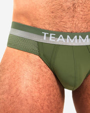 TEAMM8 ZEUS Brief With Shield-Like Pouch Mesh Bands Briefs Khaki 6