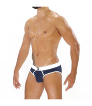 ''TOF PARIS ALPHA" Clasic Brief Cotton Underwear Stretch Navy-White 30 - SexyMenUnderwear.com