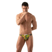 TOF PARIS Bikini Floral Swim-Brief Generous Front Pocket Swimwear Yellow