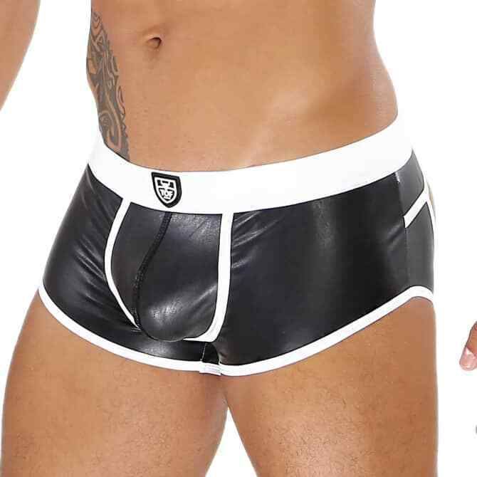 TOF PARIS Bottomless Boxer Stretchy Microfiber Contour Bulge Black & White 3