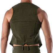 TOF PARIS Chain Vest Patriot Elegant Open Jacket With Removable Chain Khaki