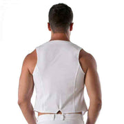 TOF PARIS Chain Vest Patriot Elegant Open Jacket With Removable Chain White