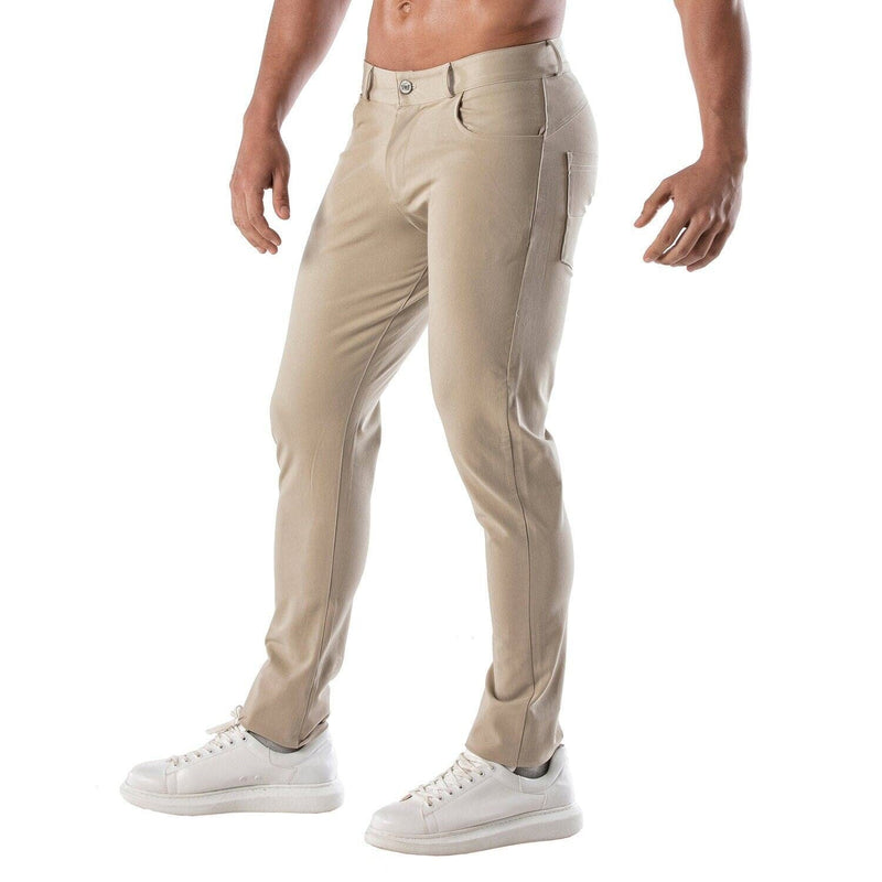 TOF PARIS Chino Pants Low-Rise Stretchy Cotton 5-Pockets Patriot Beige