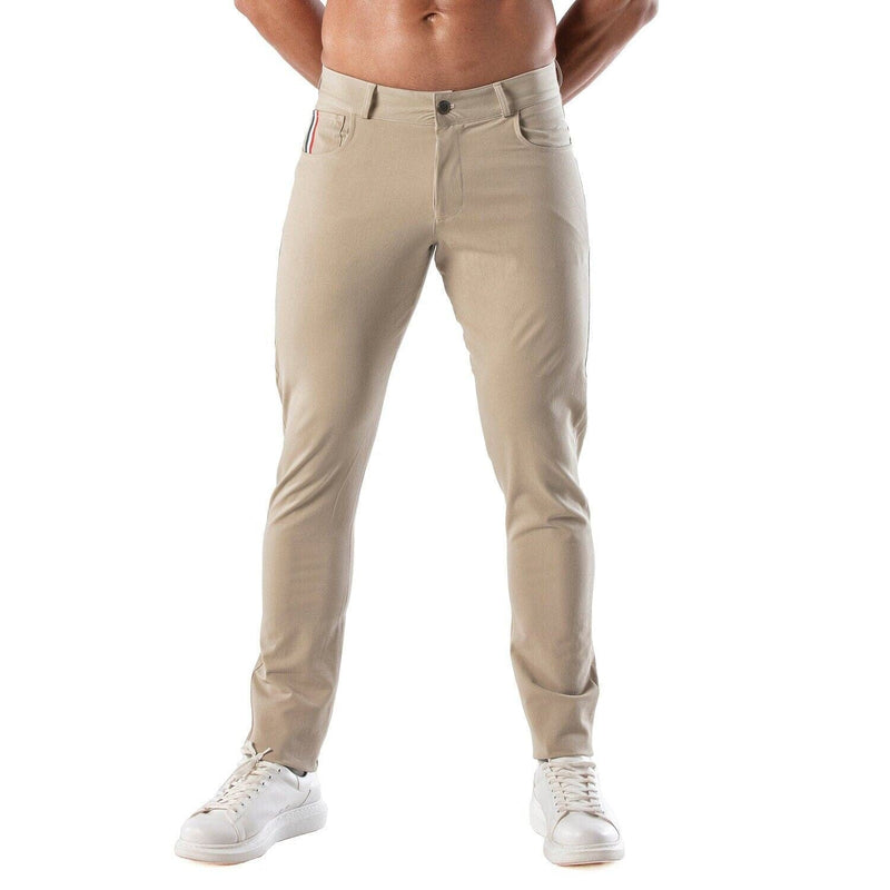 TOF PARIS Chino Pants Low-Rise Stretchy Cotton 5-Pockets Patriot Beige