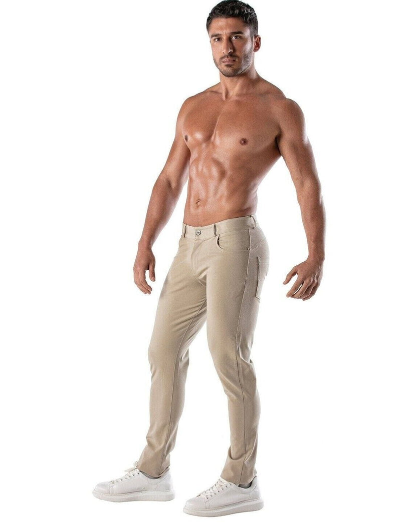TOF PARIS Chino Pants Low-Rise Stretchy Cotton 5-Pockets Patriot Beige